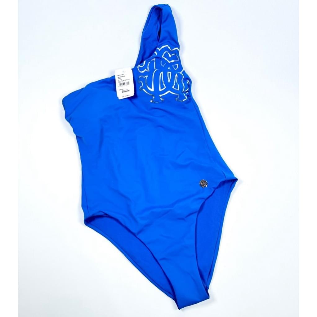 New! Women's Roberto Cavalli Blue One-Piece Graphics Swimsuit Size Xs